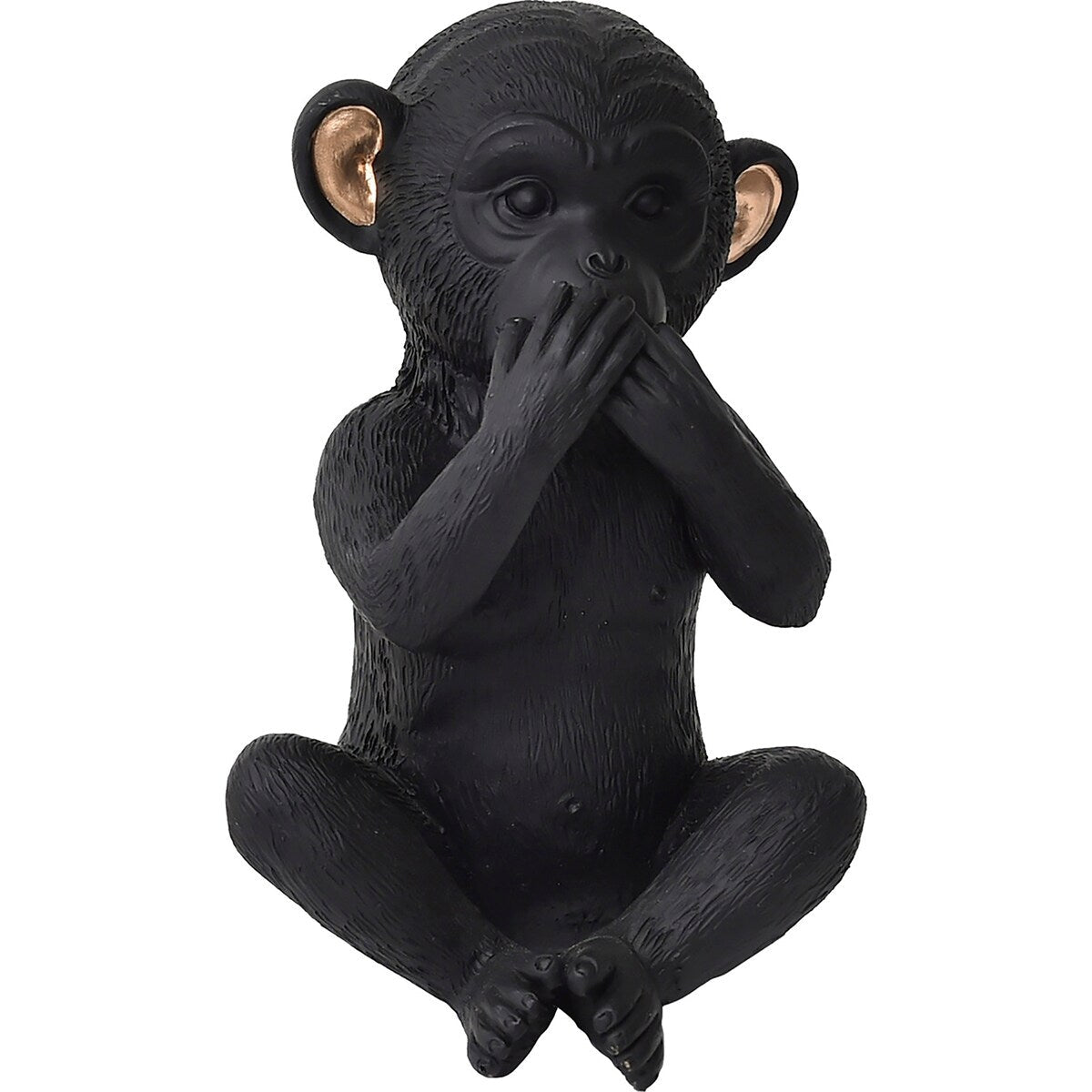 3 singes sages parlent, entendent, ne voient pas le mal, résine noire et or, lot de 3