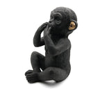 3 singes sages parlent, entendent, ne voient pas le mal, résine noire et or, lot de 3