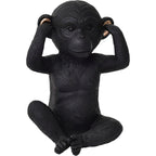 3 singes sages parlent, entendent, ne voient pas le mal, résine noire et or, lot de 3