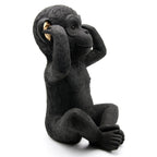 3 singes sages parlent, entendent, ne voient pas le mal, résine noire et or, lot de 3
