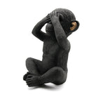 3 singes sages parlent, entendent, ne voient pas le mal, résine noire et or, lot de 3