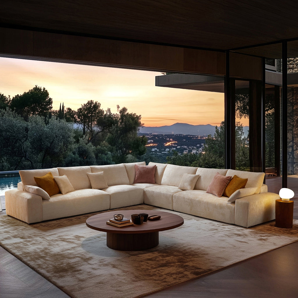 Le canapé d'angle sectionnel beige Empress