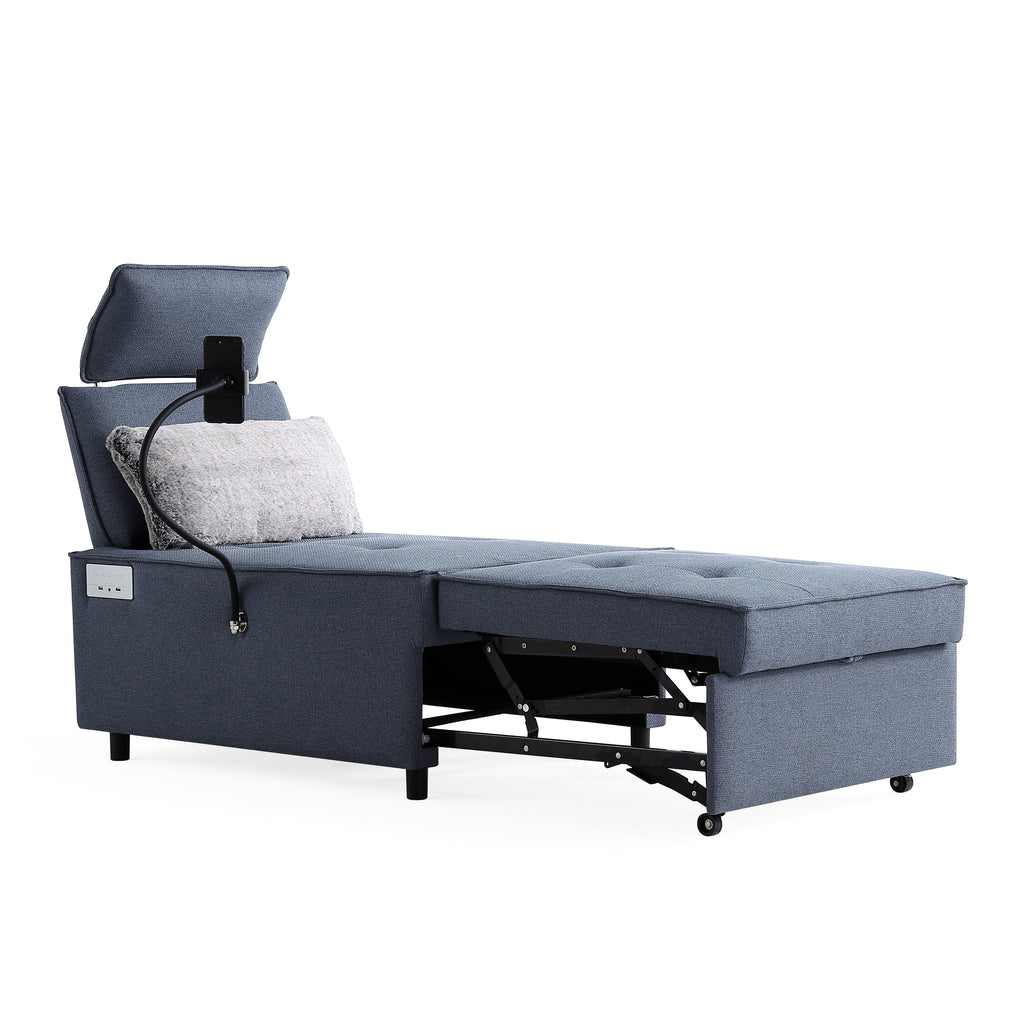 Fauteuil convertible 3 en 1, canapé inclinable réglable avec haut-parleurs Bluetooth, ports USB et oreiller moelleux