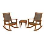 Ensemble de 3 chaises à bascule Eilaf en eucalyptus avec table d'appoint carrée
