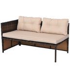 Ensemble de meubles de jardin Outsunny 3 pièces en osier, salon de jardin en rotin, canapé sectionnel avec chaise longue rembourrée