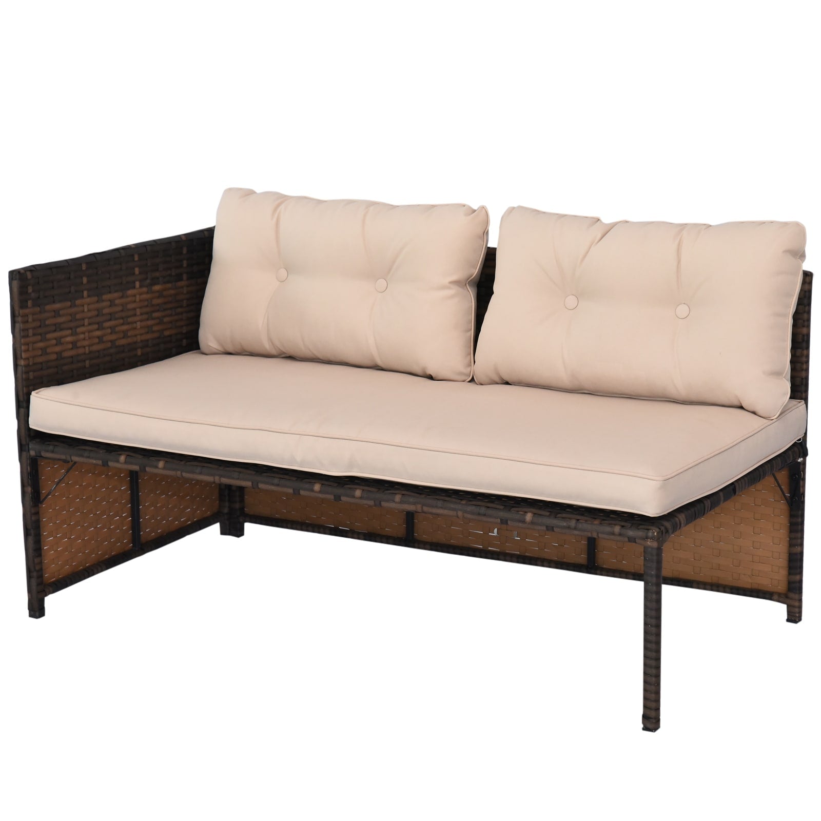 Ensemble de meubles de jardin Outsunny 3 pièces en osier, salon de jardin en rotin, canapé sectionnel avec chaise longue rembourrée