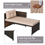 Ensemble de meubles de jardin Outsunny 3 pièces en osier, salon de jardin en rotin, canapé sectionnel avec chaise longue rembourrée