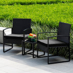 Ensemble de bistrot de jardin 3 pièces avec table en verre et salon de jardin en rotin pour véranda, jardin et balcon