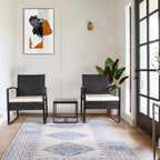 Ensemble de bistrot de jardin 3 pièces avec table en verre et salon de jardin en rotin pour véranda, jardin et balcon