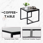 Ensemble de bistrot de jardin 3 pièces avec table en verre et salon de jardin en rotin pour véranda, jardin et balcon