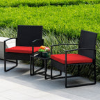 Ensemble de bistrot de jardin 3 pièces avec table en verre et salon de jardin en rotin pour véranda, jardin et balcon