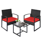 Ensemble de bistrot de jardin 3 pièces avec table en verre et salon de jardin en rotin pour véranda, jardin et balcon