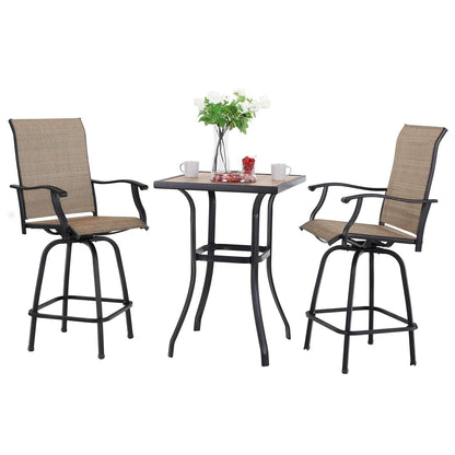 Ensemble de 3 tabourets de bar pivotants et table bistro d'extérieur MAISON?ARTS