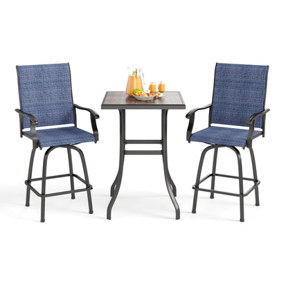 Ensemble de 3 tabourets de bar pivotants et table bistro d'extérieur MAISON?ARTS