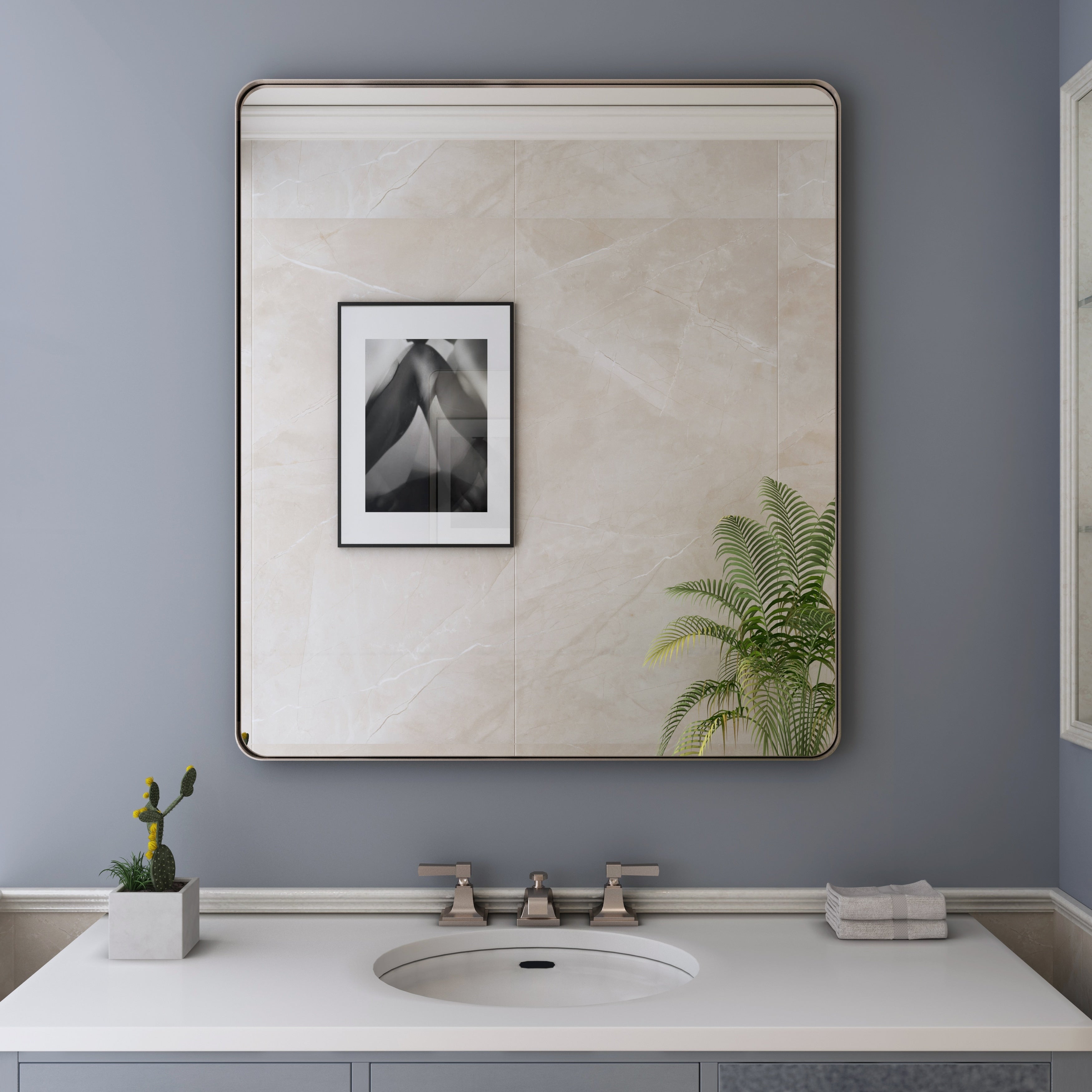 Miroir de salle de bain mural encadré