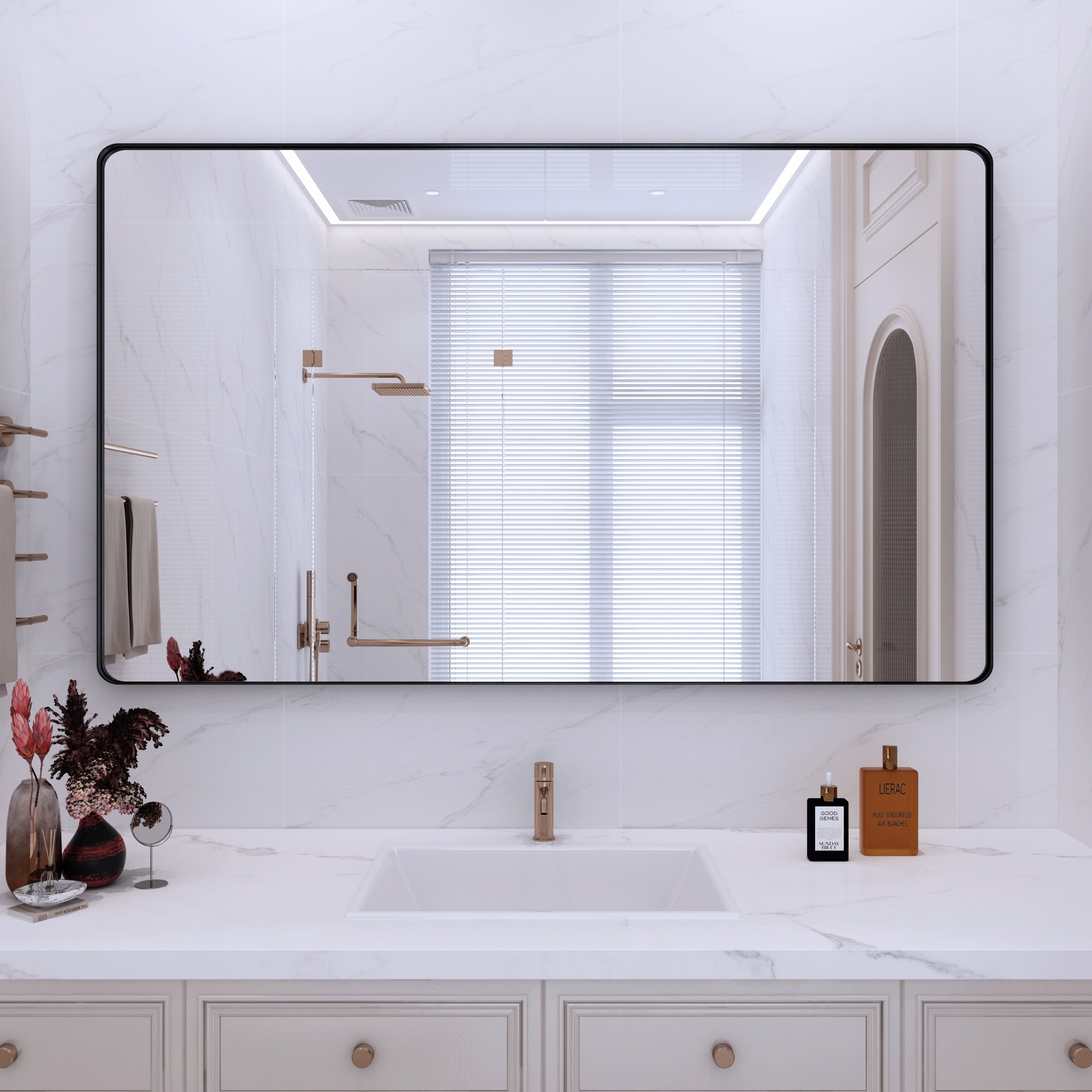 Miroir de salle de bain mural encadré