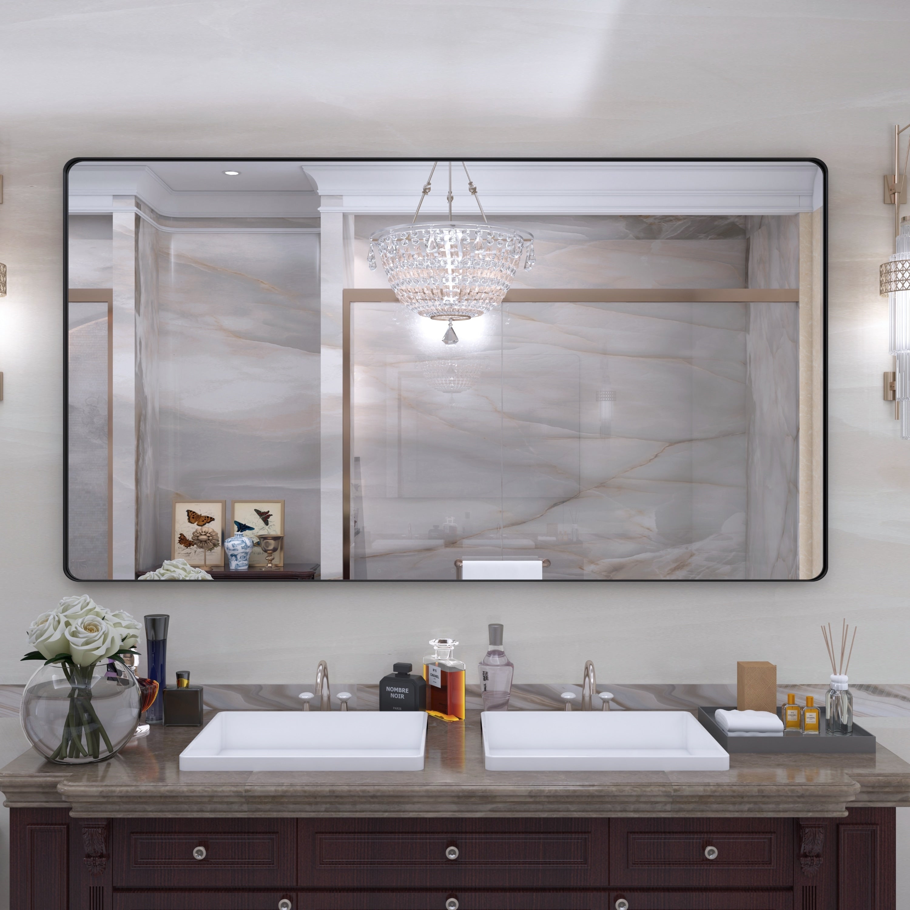 Miroir de salle de bain mural encadré