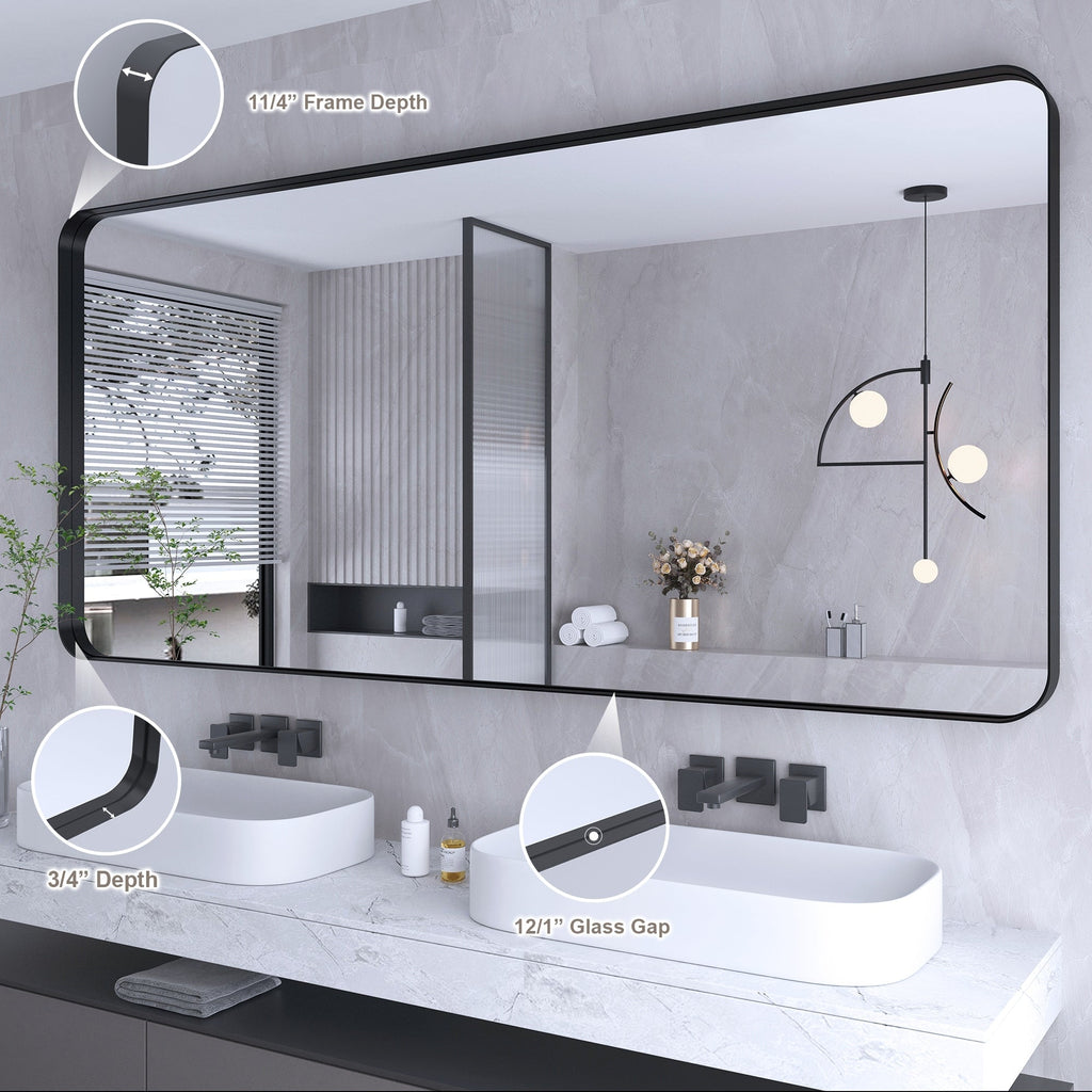 Miroir de salle de bain mural encadré