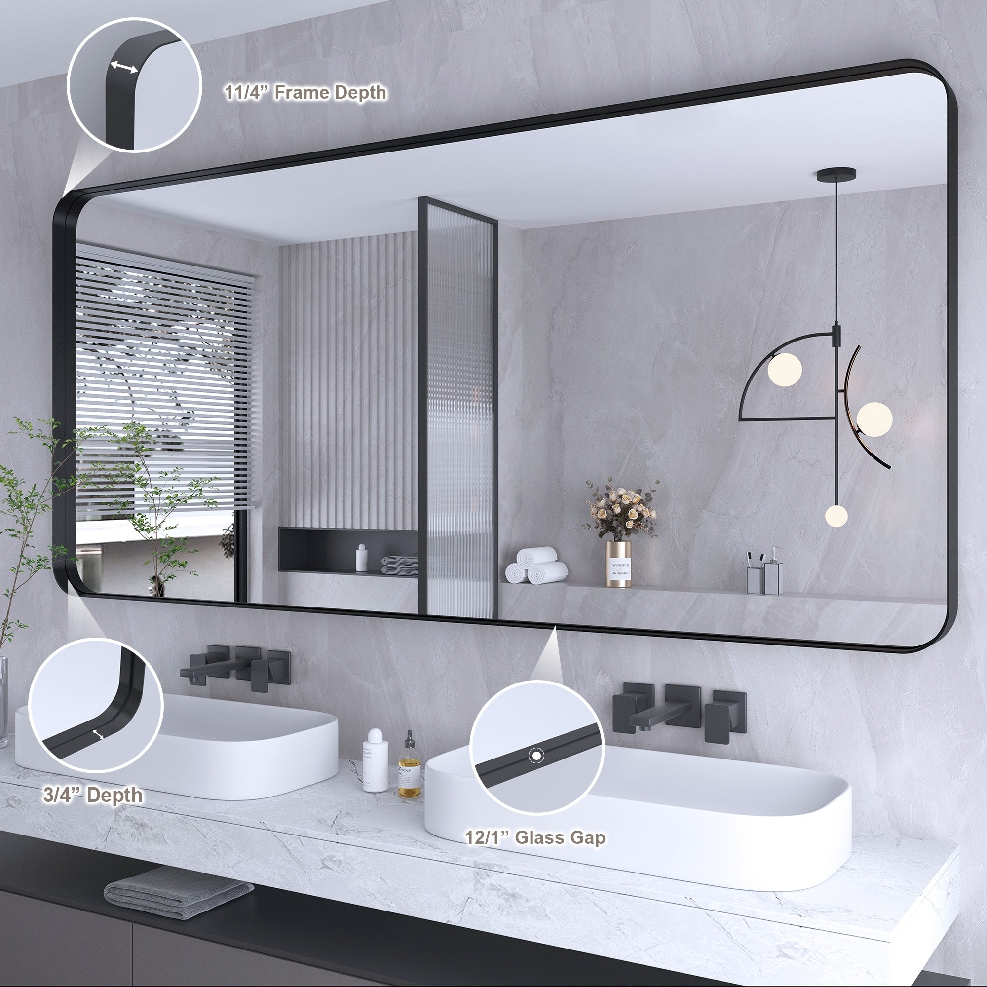 Miroir de salle de bain mural encadré