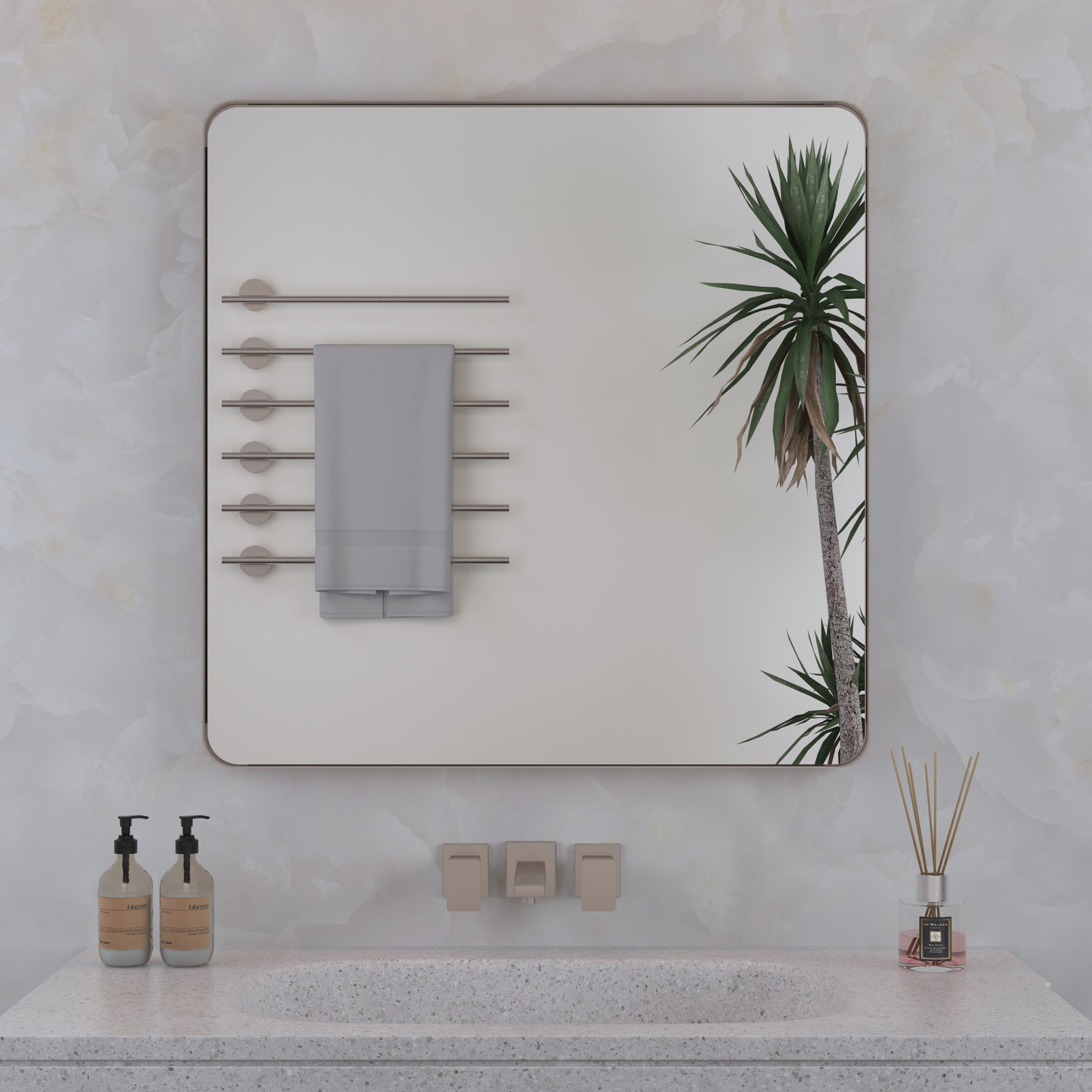 Miroir de salle de bain mural encadré
