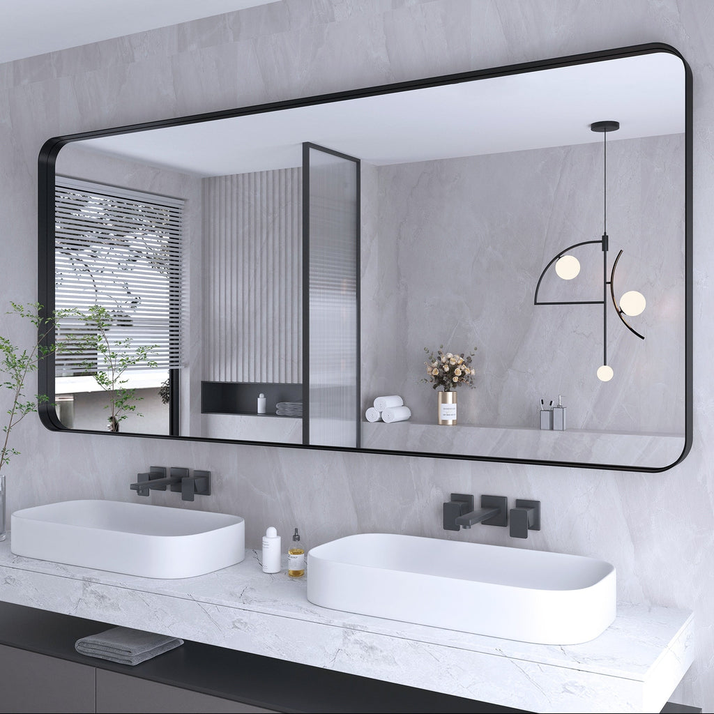 Miroir de salle de bain mural encadré