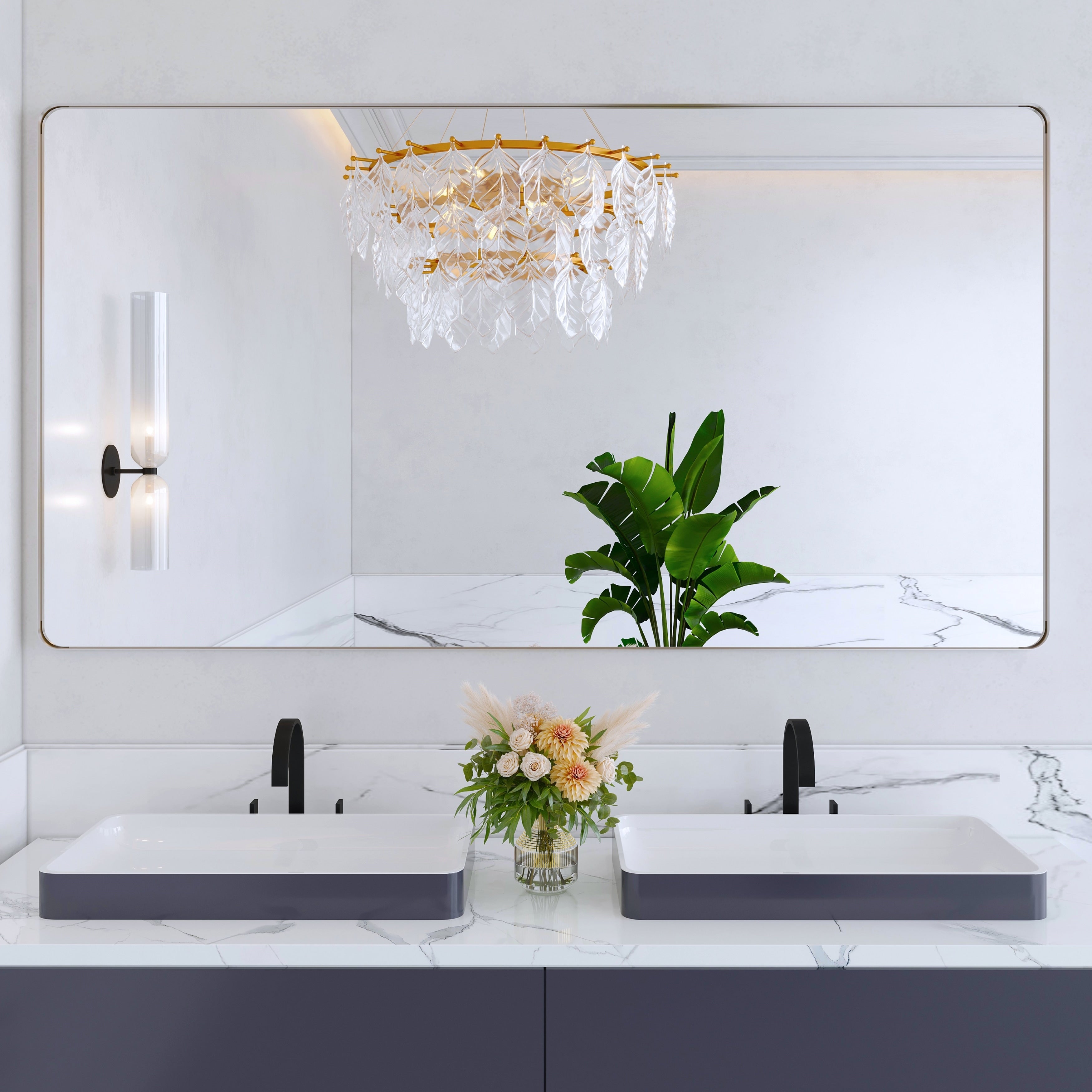 Miroir de salle de bain mural encadré