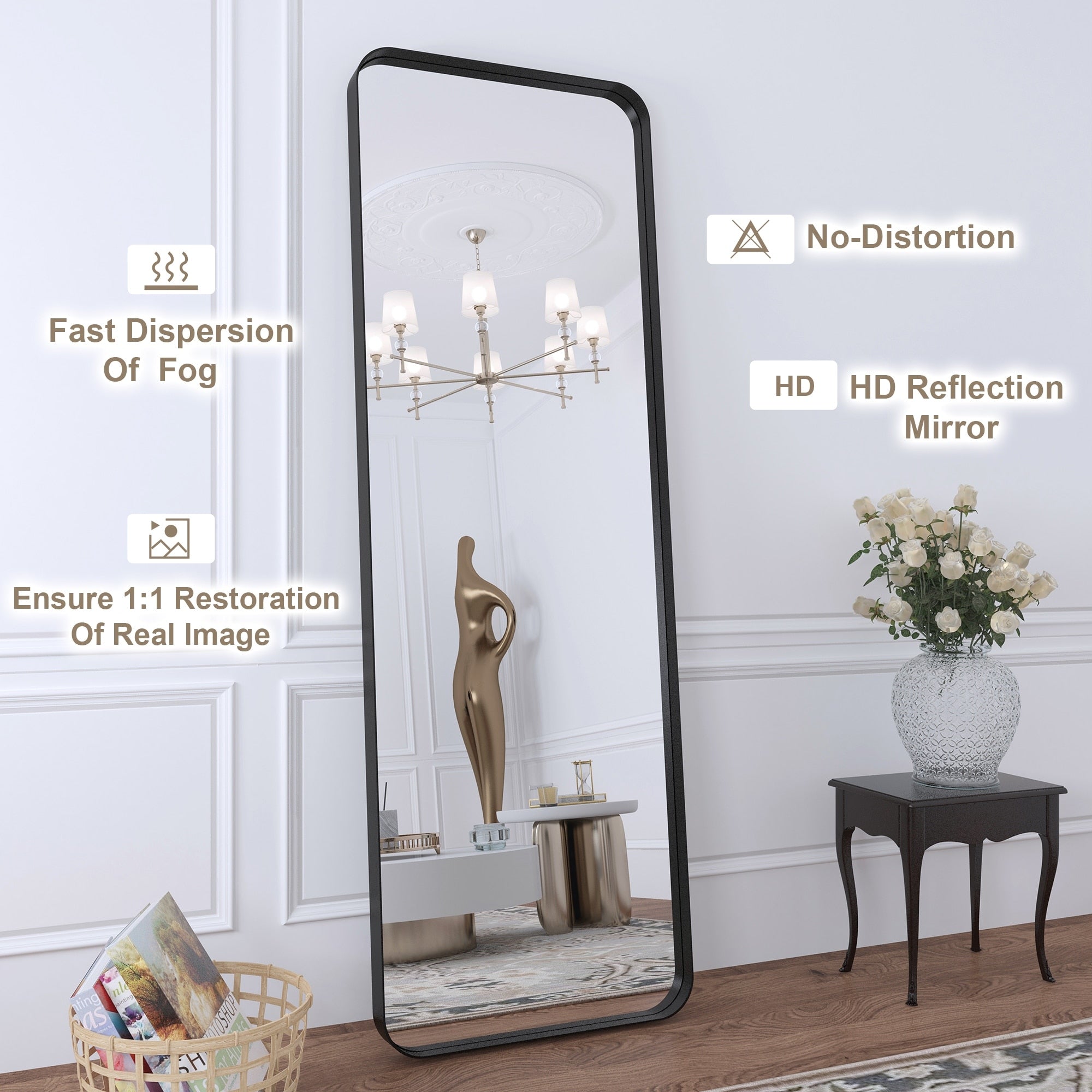 Miroir de salle de bain mural encadré