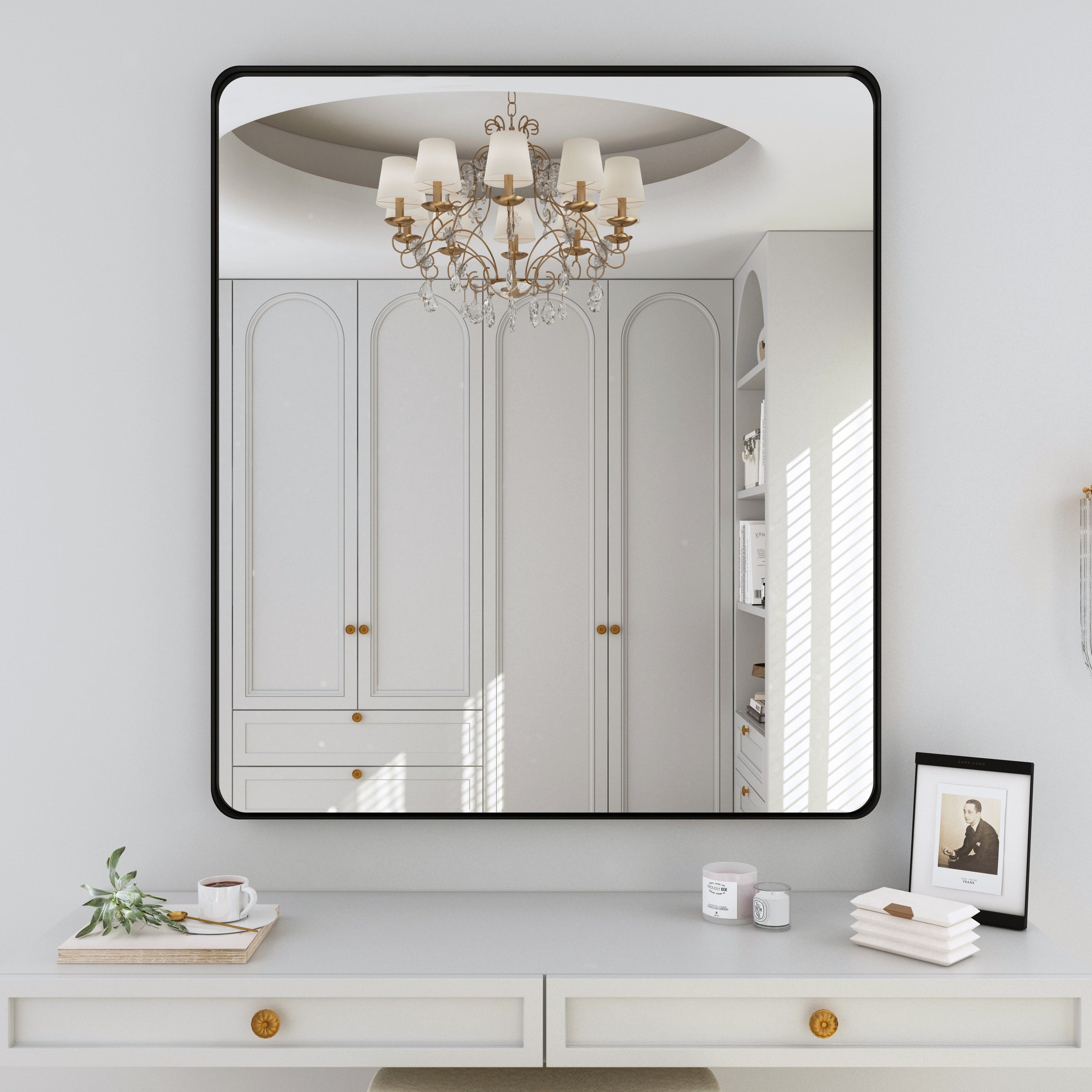 Miroir de salle de bain mural encadré
