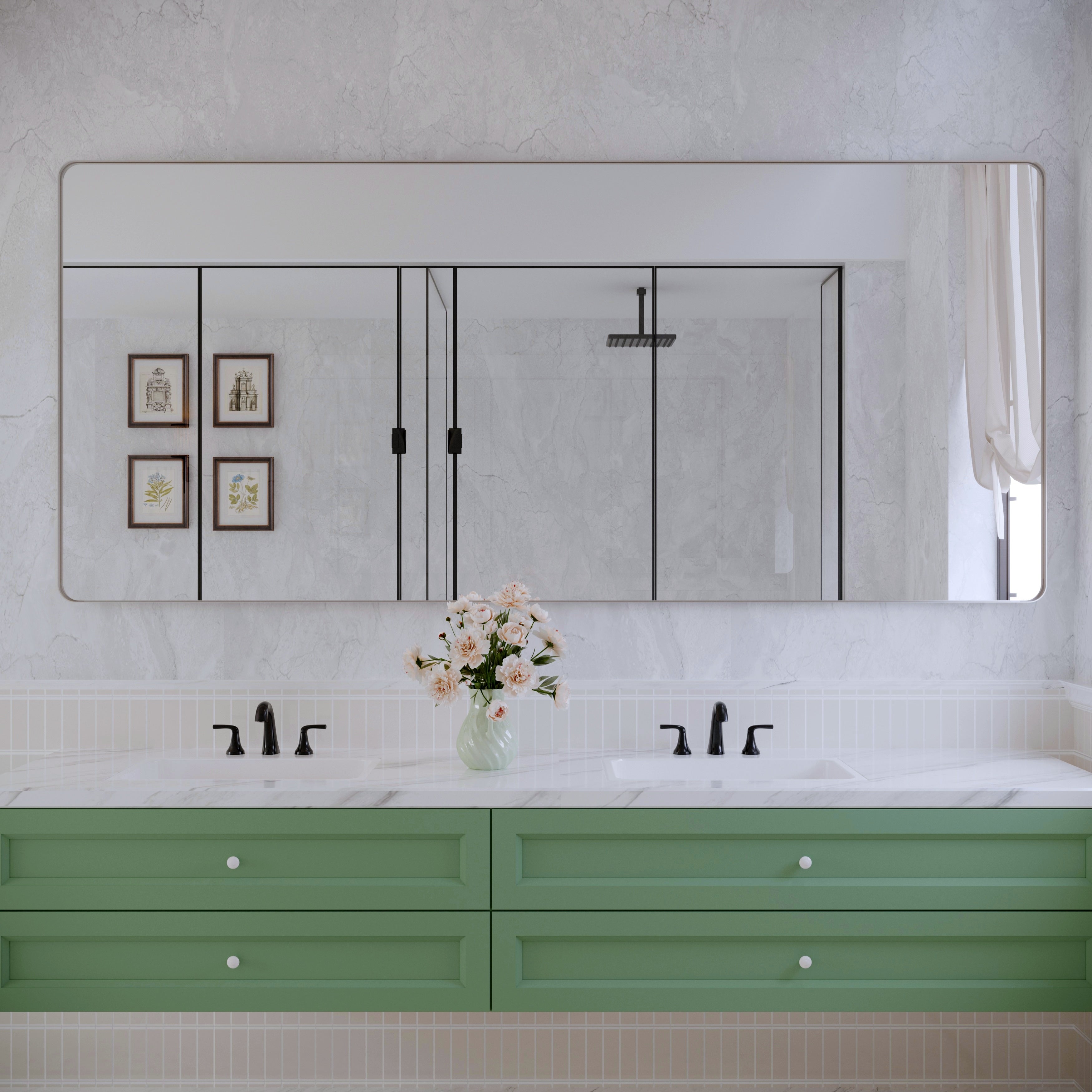 Miroir de salle de bain mural encadré