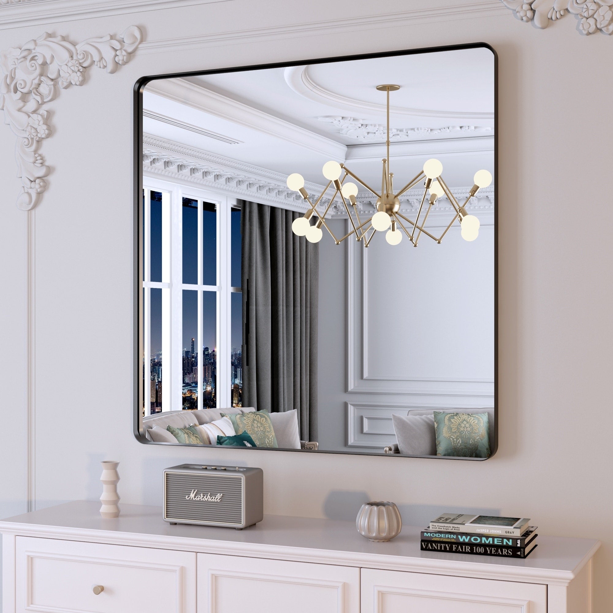 Miroir de salle de bain mural encadré