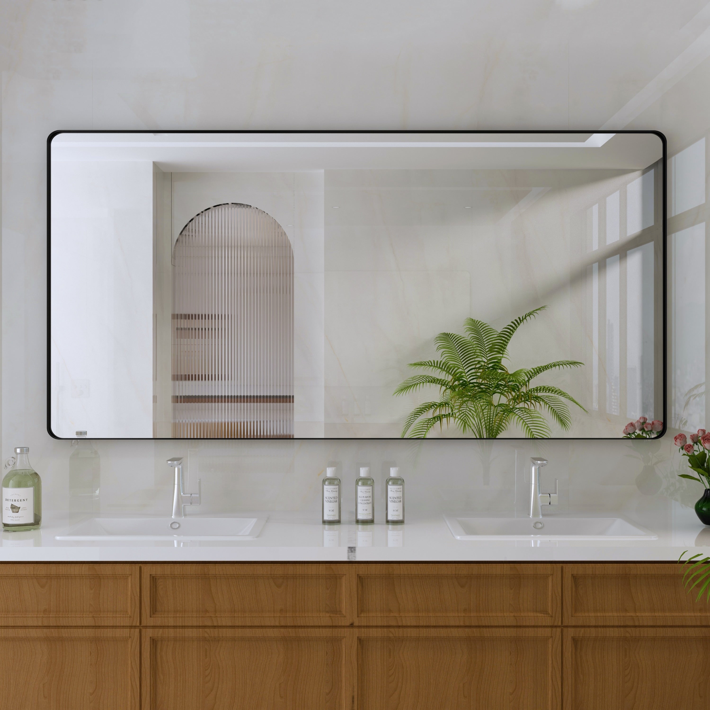 Miroir de salle de bain mural encadré
