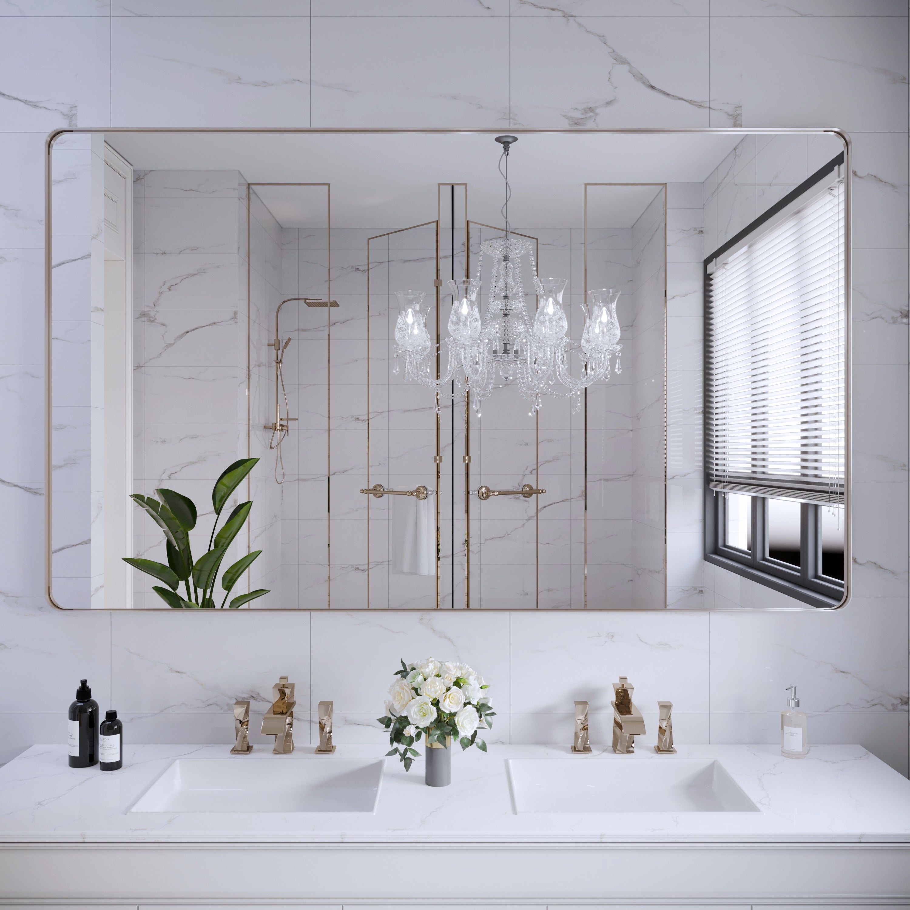 Miroir de salle de bain mural encadré