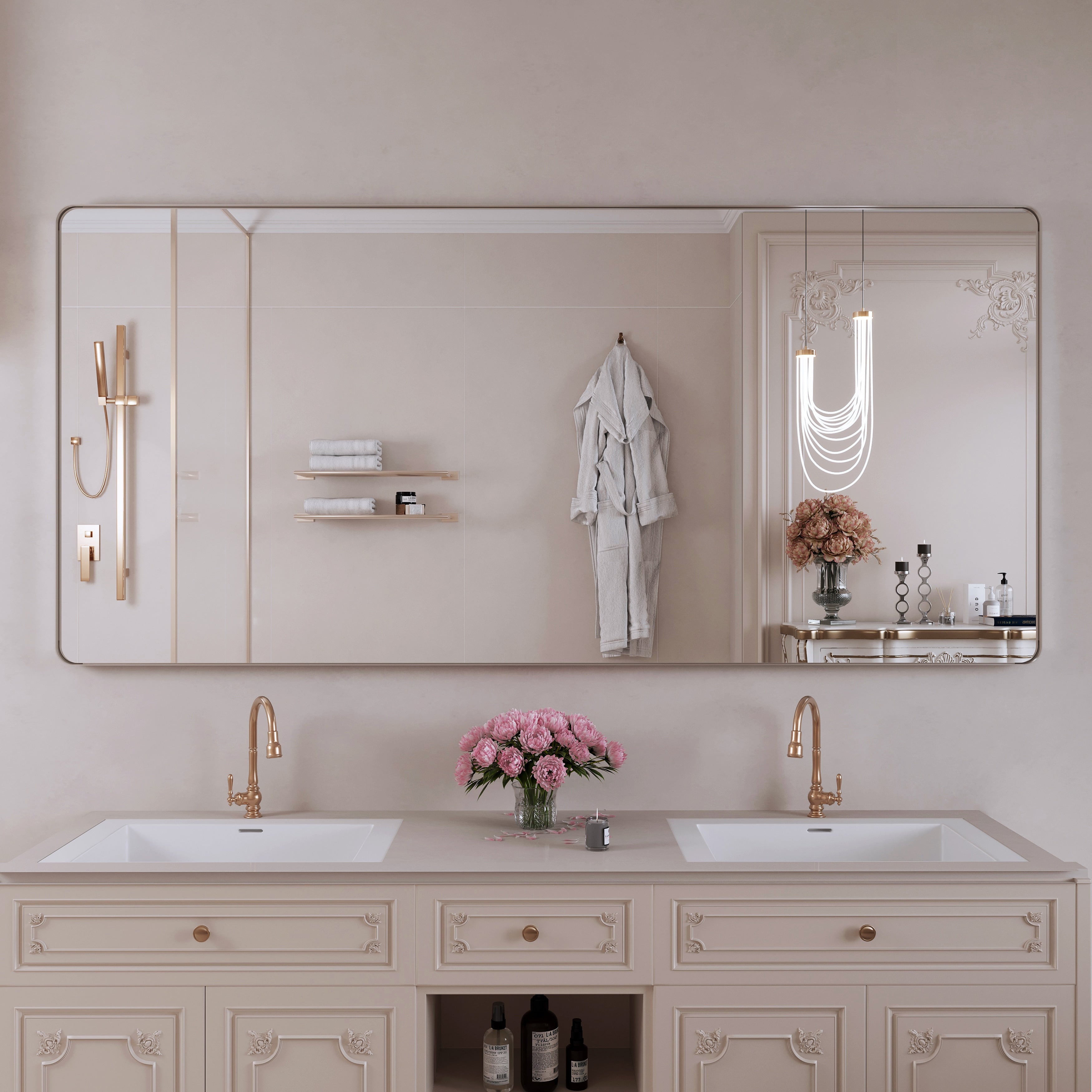 Miroir de salle de bain mural encadré