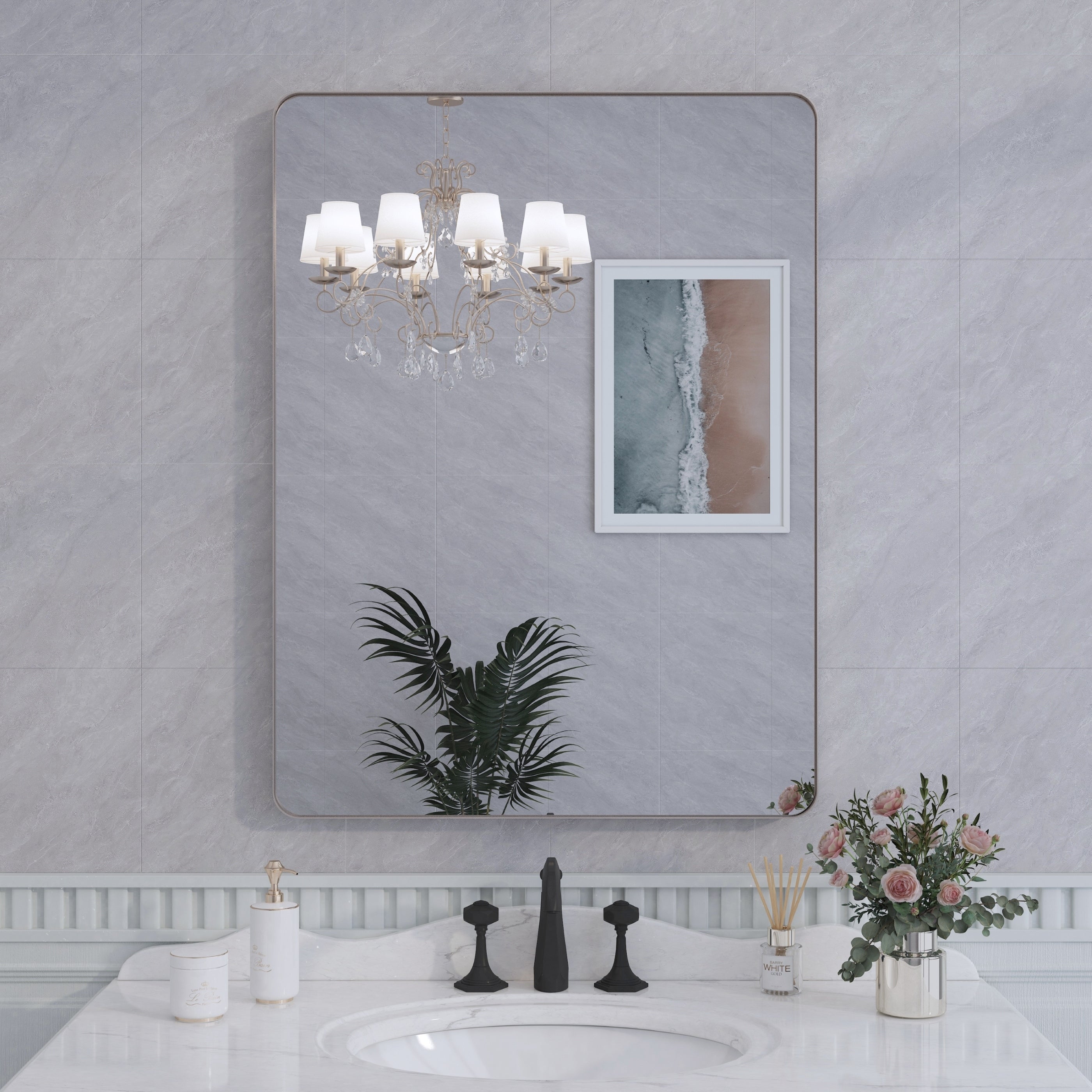 Miroir de salle de bain mural encadré