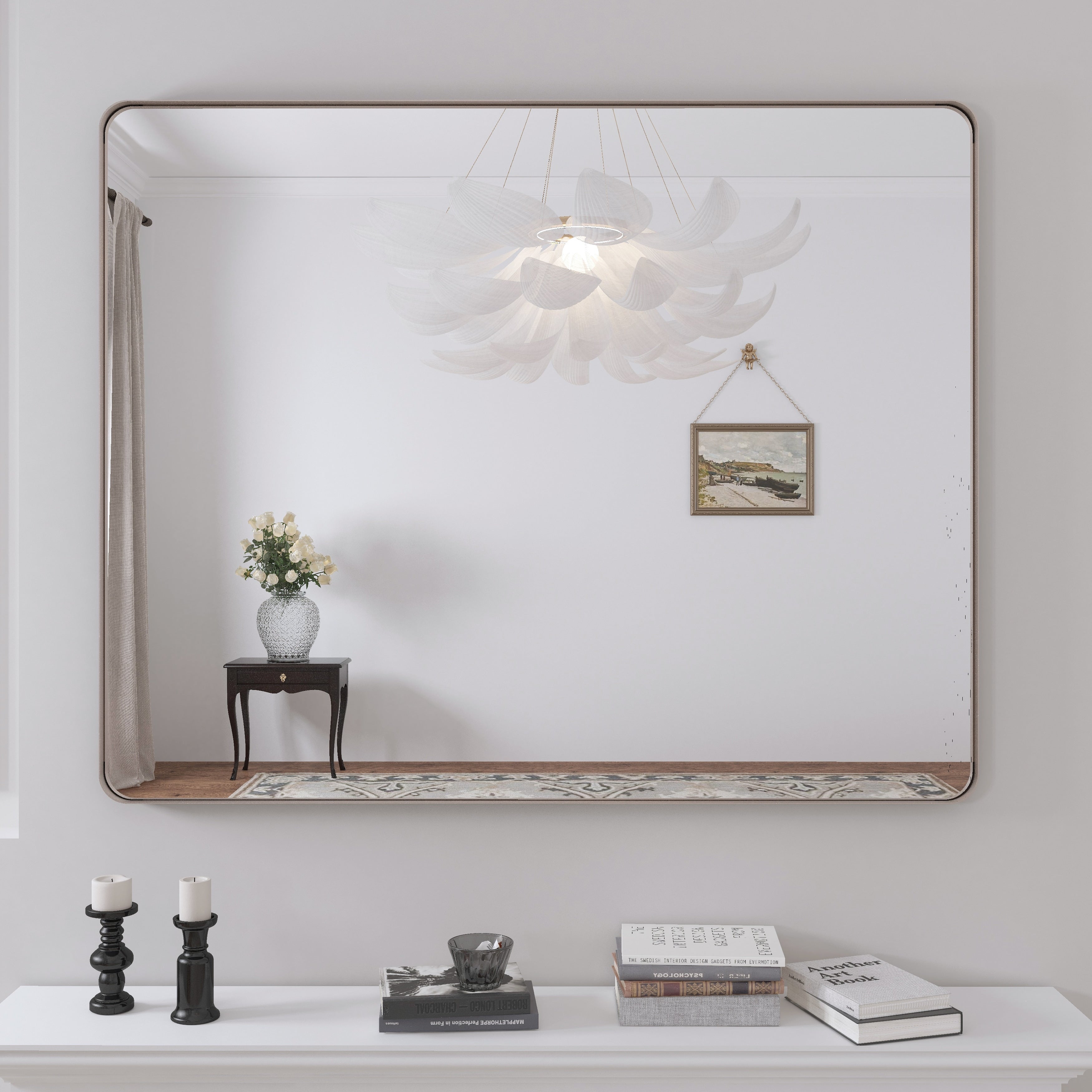 Miroir de salle de bain mural encadré