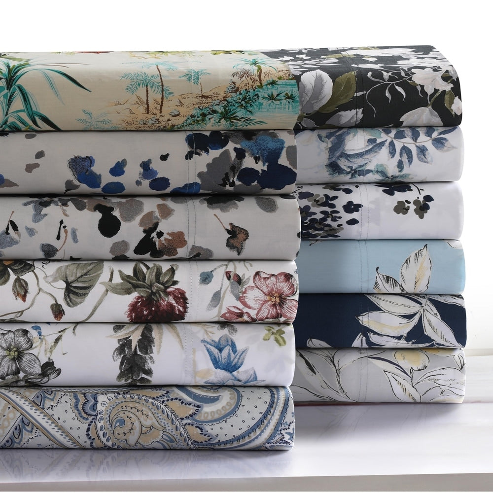 Taies d'oreiller imprimées ultra-douces en coton 300 fils (lot de 2)