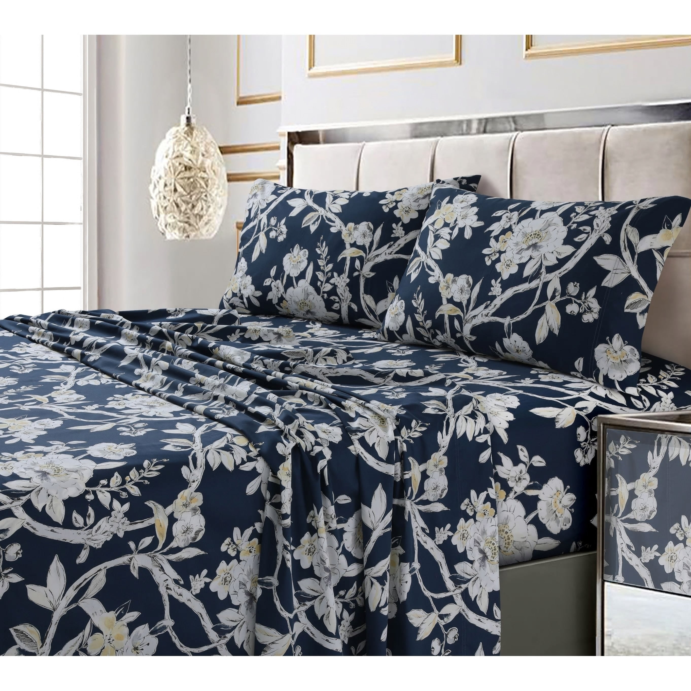 Parure de lit imprimée ultra-douce en coton 300 fils au pouce carré avec poche profonde
