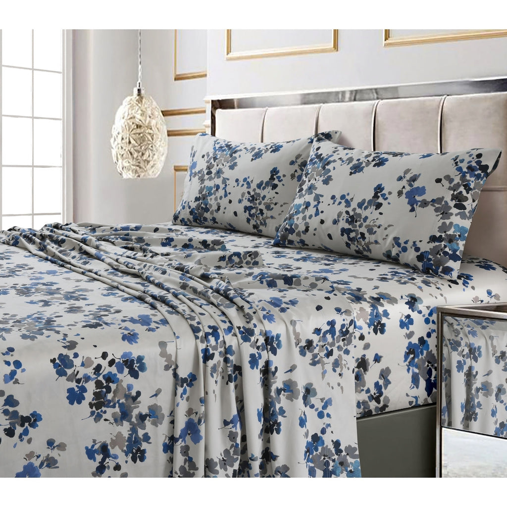Parure de lit imprimée ultra-douce en coton 300 fils au pouce carré avec poche profonde