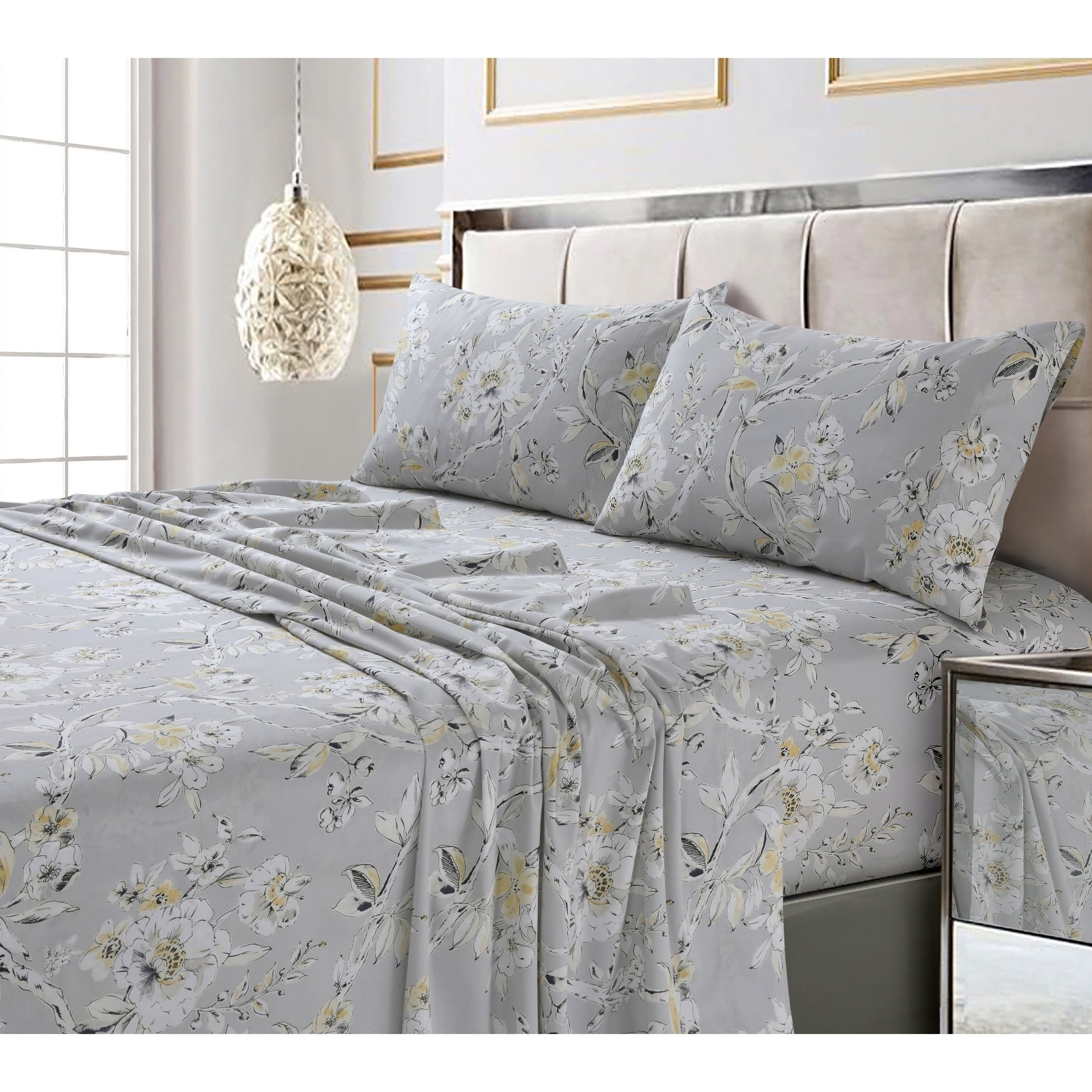 Parure de lit imprimée ultra-douce en coton 300 fils au pouce carré avec poche profonde