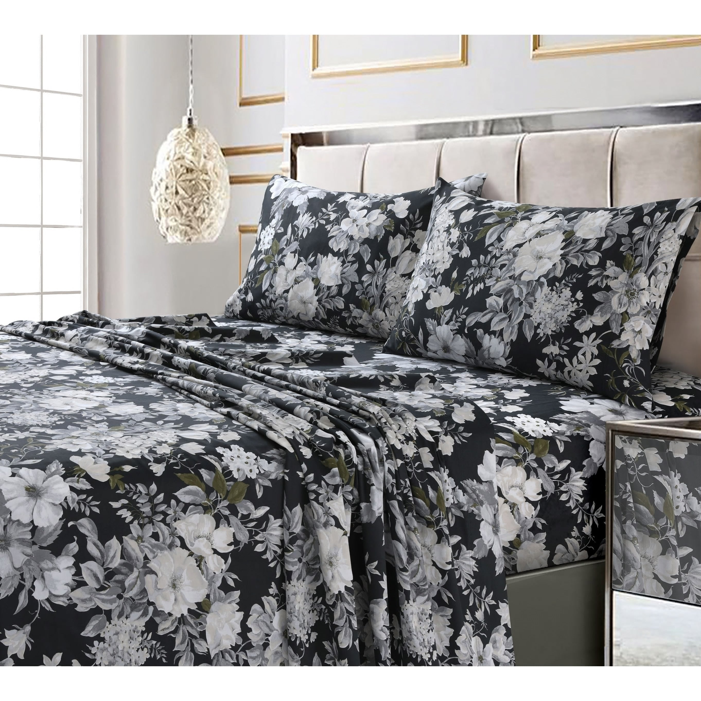 Parure de lit imprimée ultra-douce en coton 300 fils au pouce carré avec poche profonde
