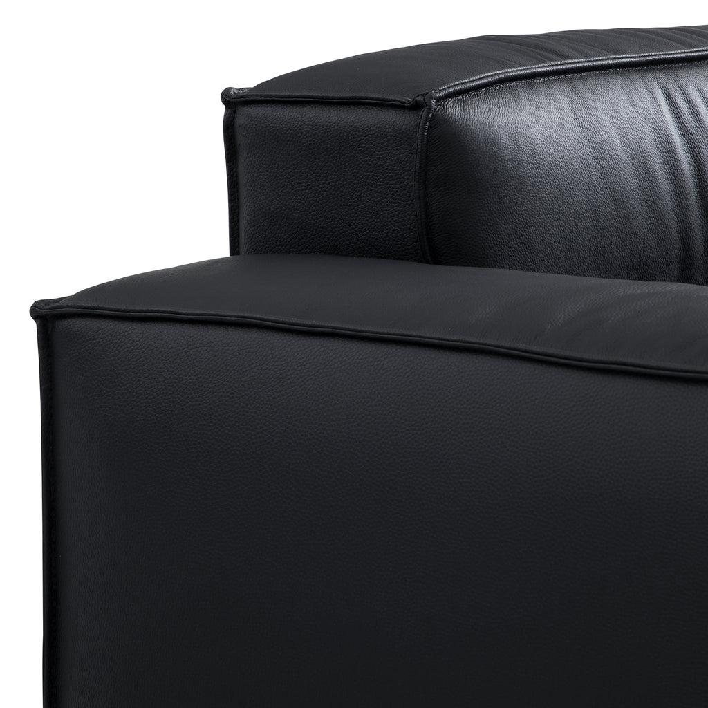 Fauteuil de luxe minimaliste en cuir noir