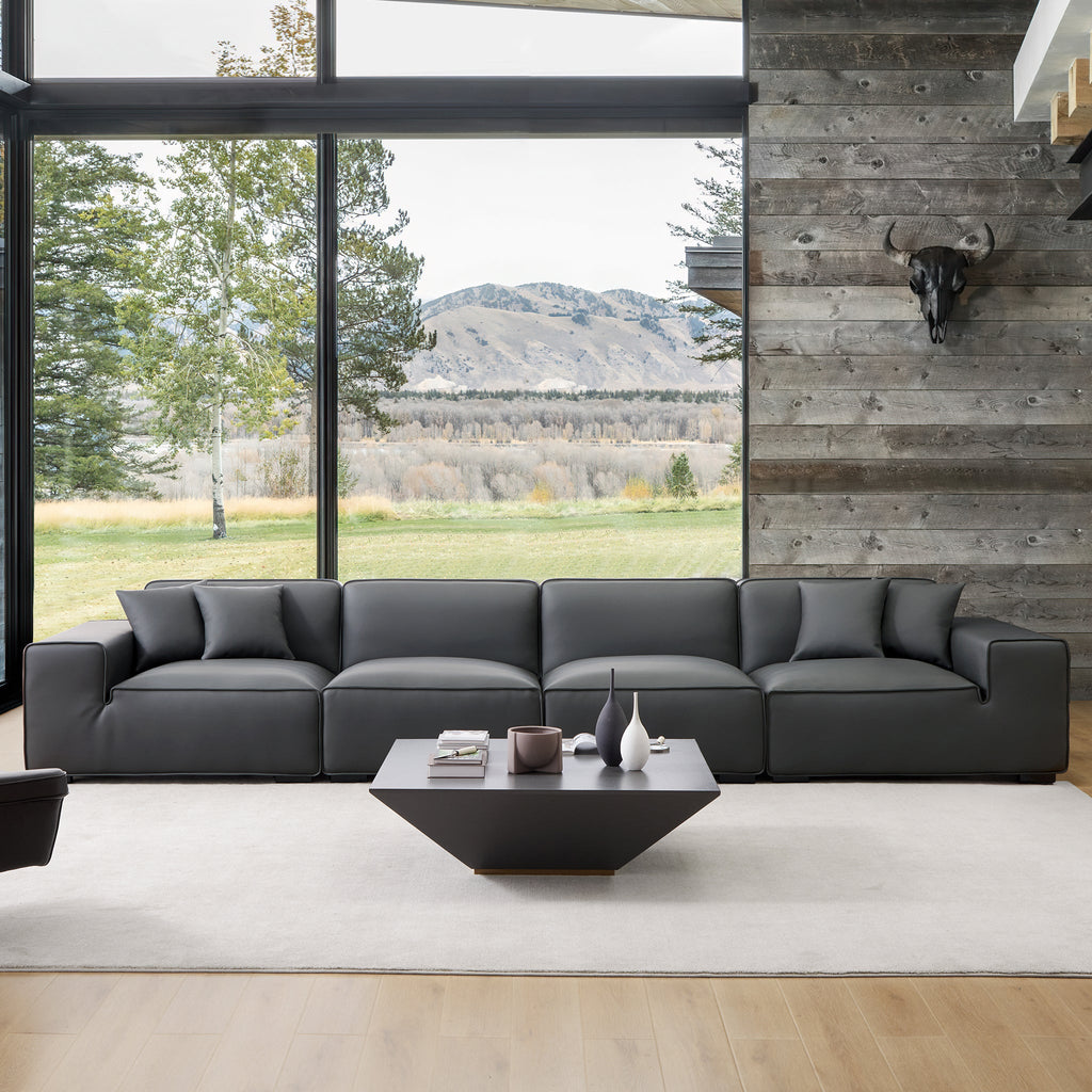 Domus Modular Beige Leather Sofa