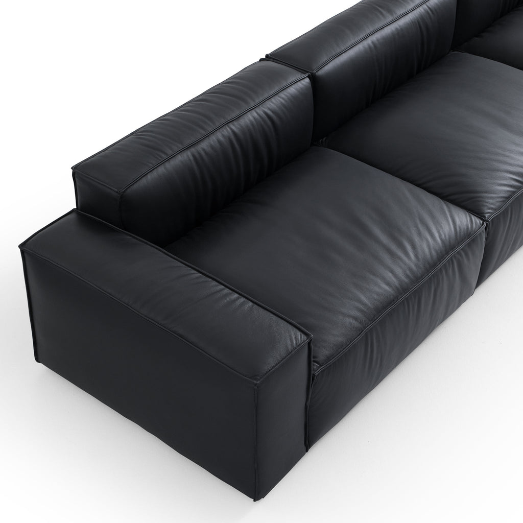 Canapé de luxe minimaliste en cuir noir