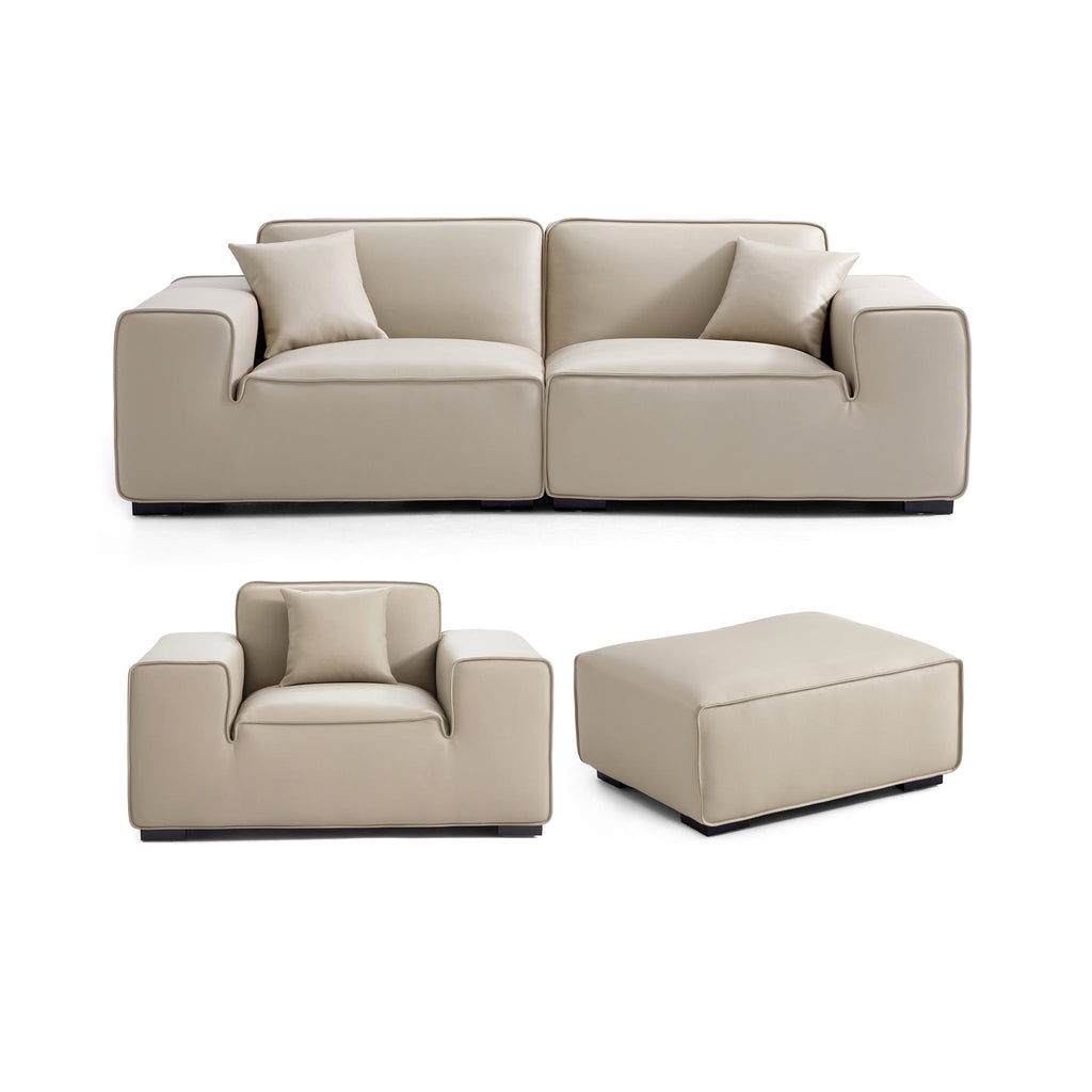 Domus Modular Black Leather Sofa Set