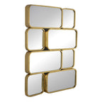 Miroir mural de luxe de 32 pouces, 8 cadres métalliques incurvés finition dorée
