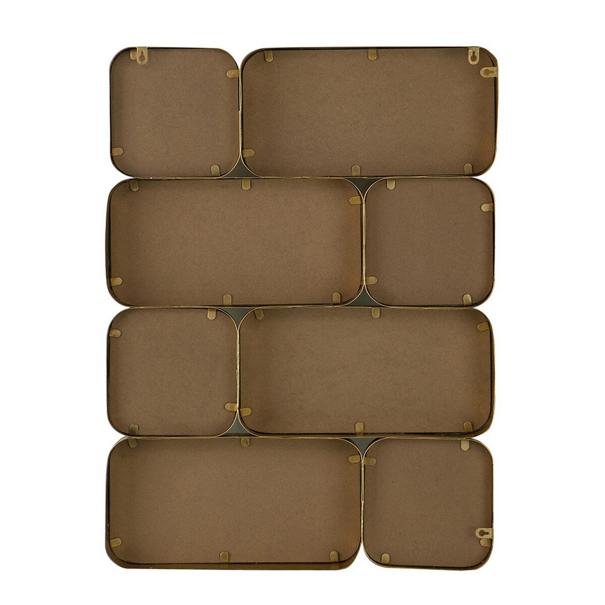 Miroir mural de luxe de 32 pouces, 8 cadres métalliques incurvés finition dorée