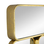 Miroir mural de luxe de 32 pouces, 8 cadres métalliques incurvés finition dorée