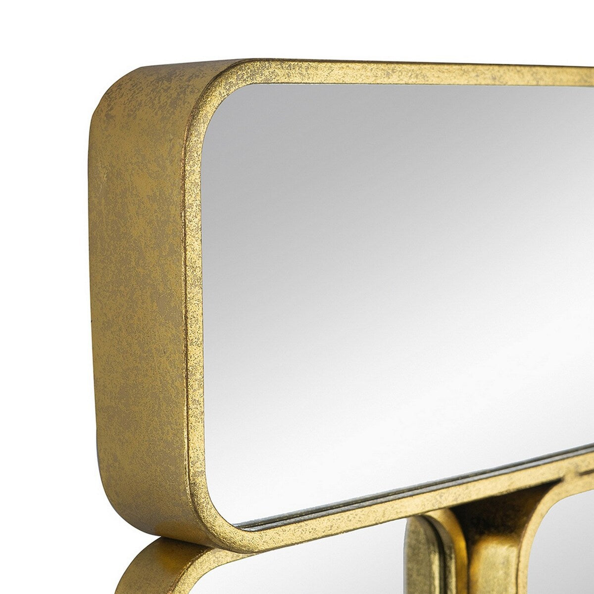 Miroir mural de luxe de 32 pouces, 8 cadres métalliques incurvés finition dorée