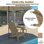 Ensemble de 5 foyers extérieurs en métal de 34,5 po, table et chaises Adirondack avec porte-gobelet et porte-parapluie