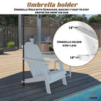 Ensemble de 5 foyers extérieurs en métal de 34,5 po, table et chaises Adirondack avec porte-gobelet et porte-parapluie